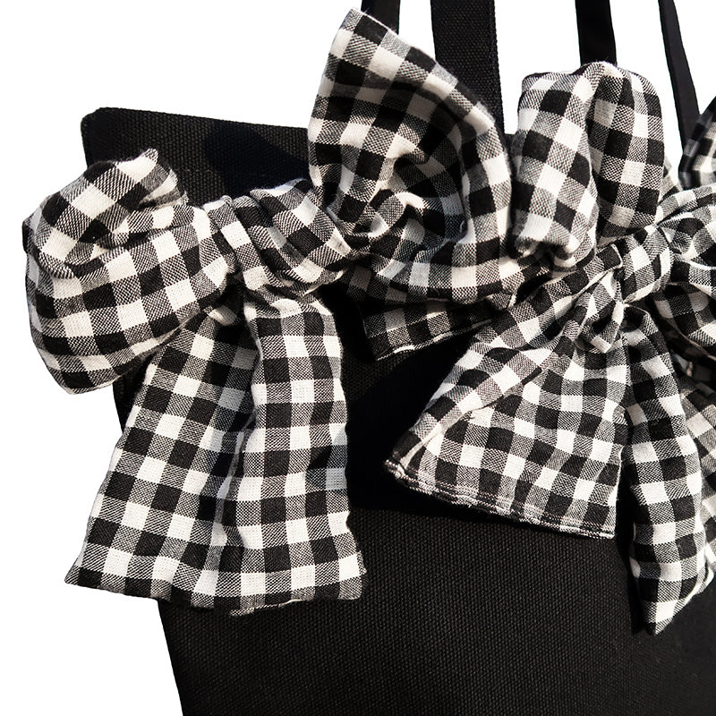 Large-capacity Three-dimensional Plaid Big Bow Crossbody Bag