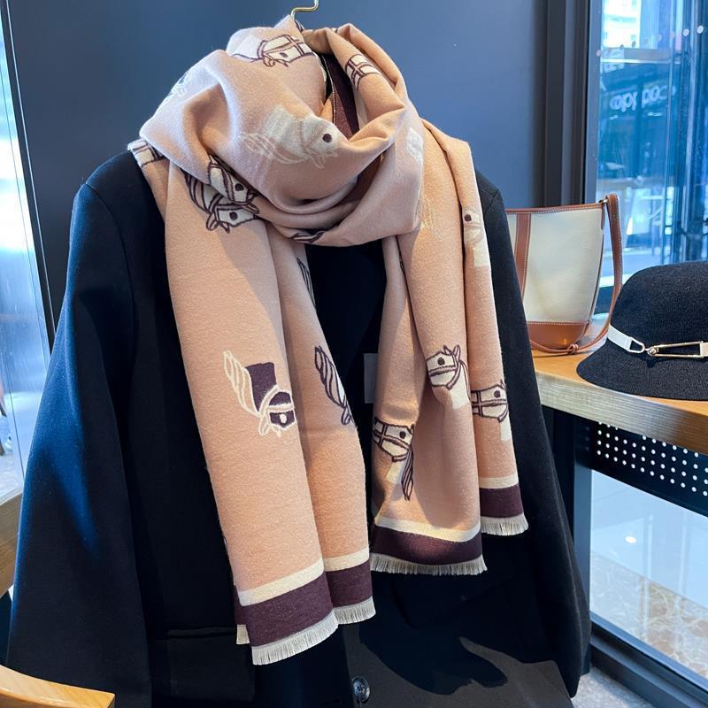 Winter Double-sided Thickened Air-conditioned Room Shawl Long Warm Scarf