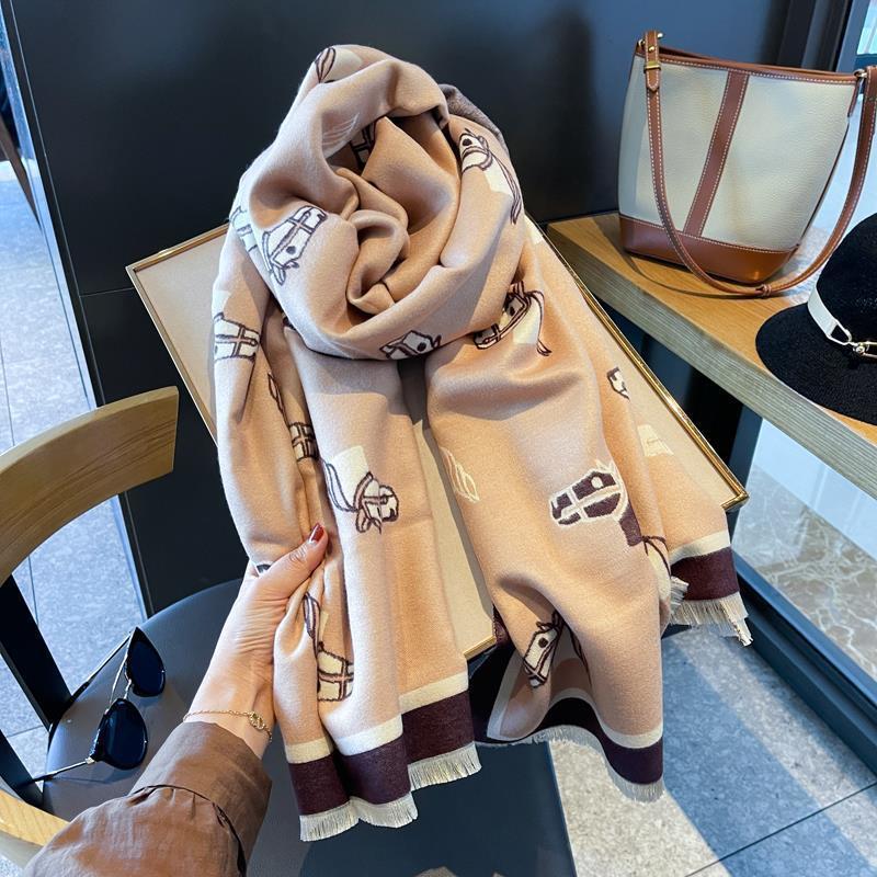 Winter Double-sided Thickened Air-conditioned Room Shawl Long Warm Scarf