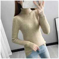 Turtleneck Fleece-lined Sweater Women's Thermal Knitting Bottoming Shirt