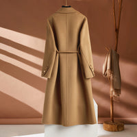 Autumn And Winter New Long Suit Collar Cashmere Coat For Women