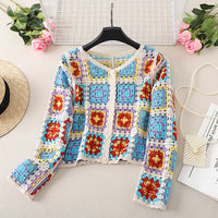 Vintage Chic Crochet Hollow Out V-neck Knitted Sun-proof Cardigan Coat