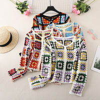 Vintage Chic Crochet Hollow Out V-neck Knitted Sun-proof Cardigan Coat