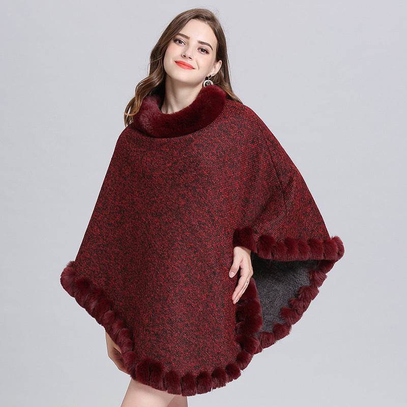 Knit sweater cloak shawl coat women