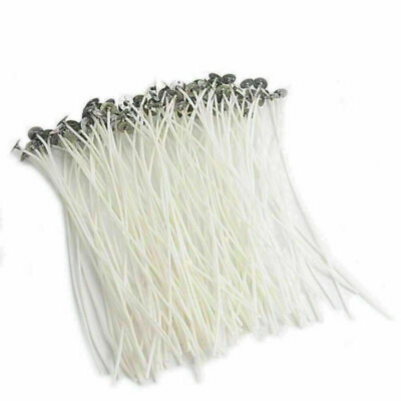 100PCS CANDLE WICKS PRE WAXED WITH SUSTAINER LONG TABBED FOR CANDLE MAKING 150MM