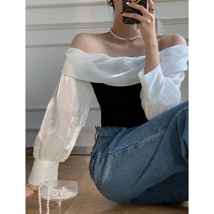 French Pure Desire Off-the-shoulder Knitted Sweater