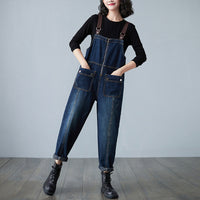 Slim Loose-fitting Dark Wash Jumpsuit For Women