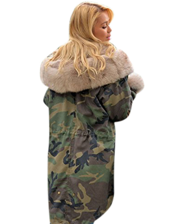 Hooded camouflage coat