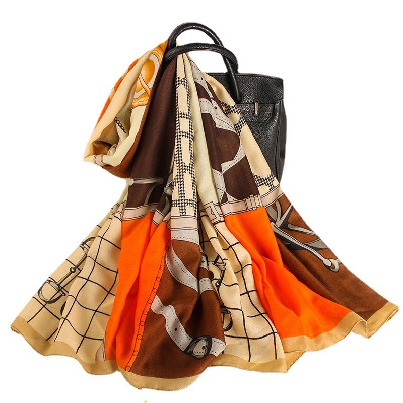 Fashion Mid-length Stitching Warm Shawl Scarf