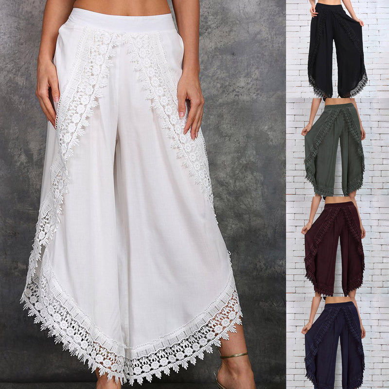 Lace fashion wide-leg pants