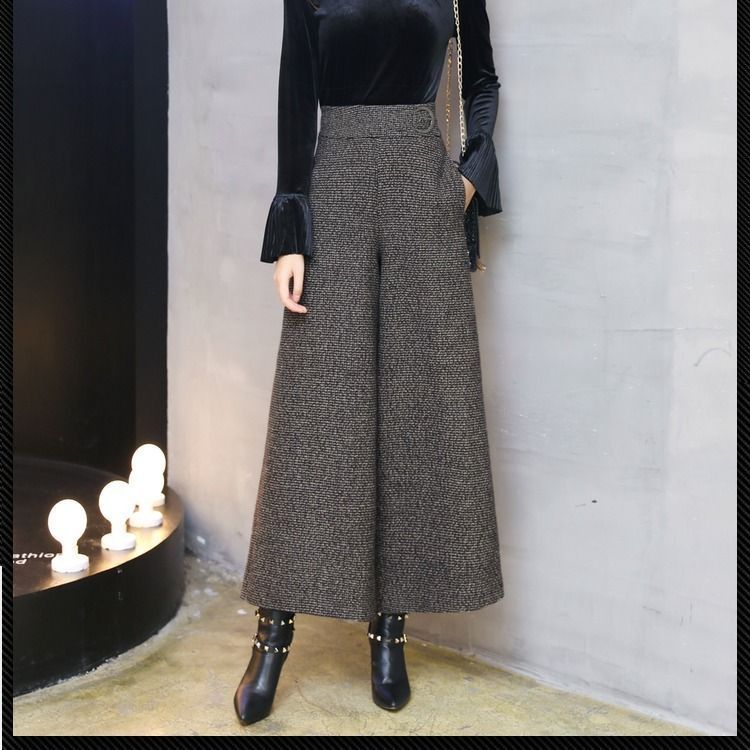 Autumn And Winter New Woolen Wide-leg Pants Women