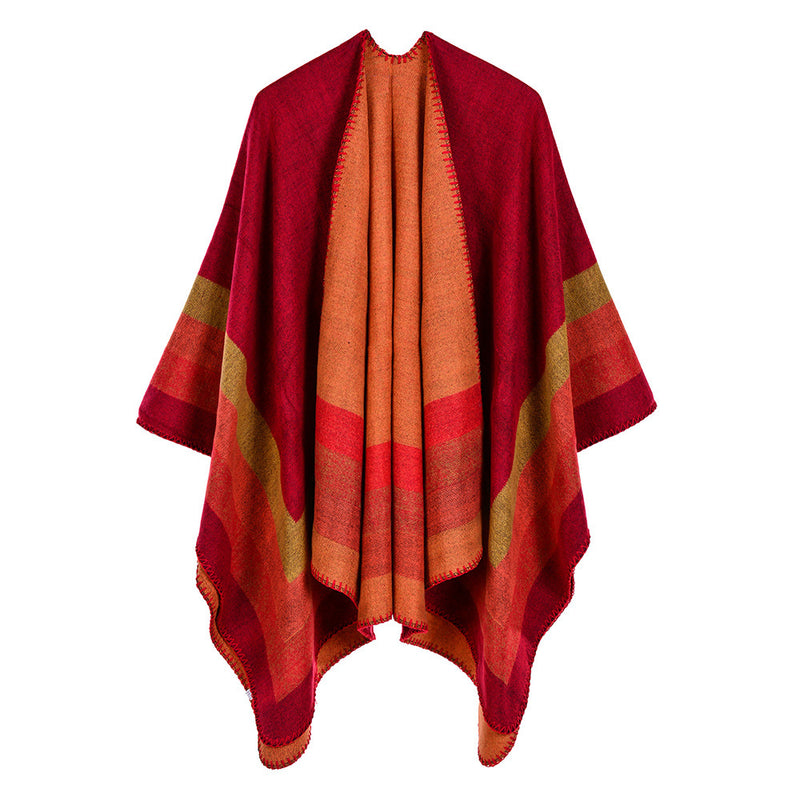 Four-bar large frame split cashmere cloak