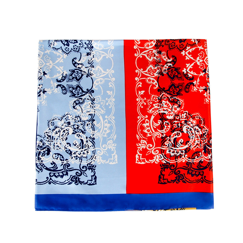 Women's scarf with twill silk printing material