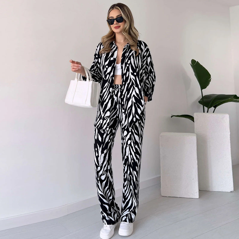 Women's Fashion Casual Loose Long Sleeve Trousers Suit