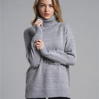 Pure Color Loose Fashion OL Commuter Turtleneck Sweater Women's Knitwear