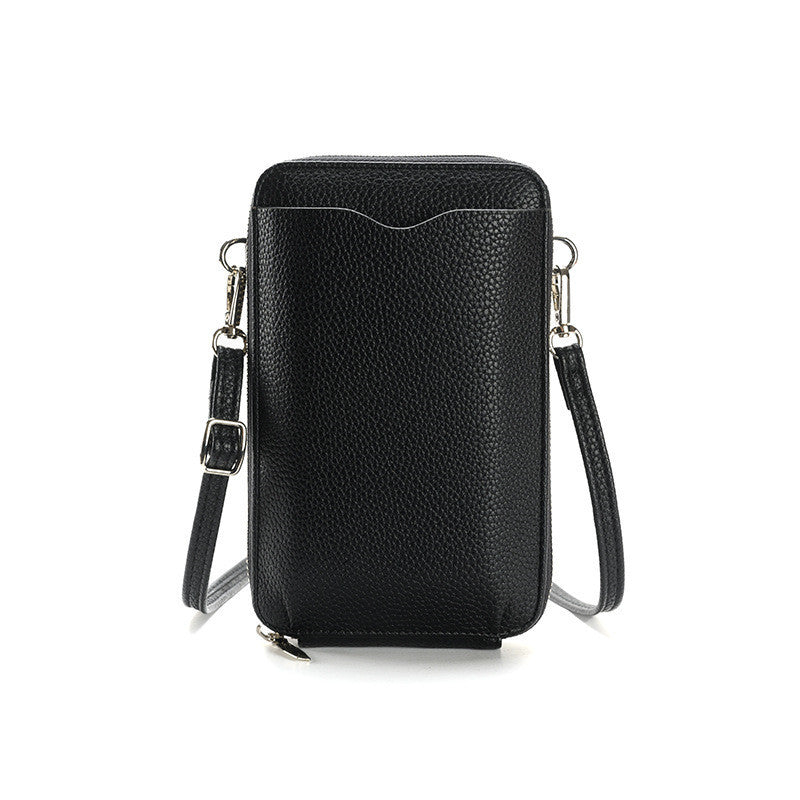 High-quality Lychee Pattern Mobile Phone Bags Women Small Crossbody Shoulder Bag Long Wallet