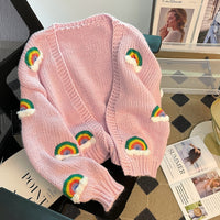 Ladies' Rainbow Knitted Long Sleeve Sweater