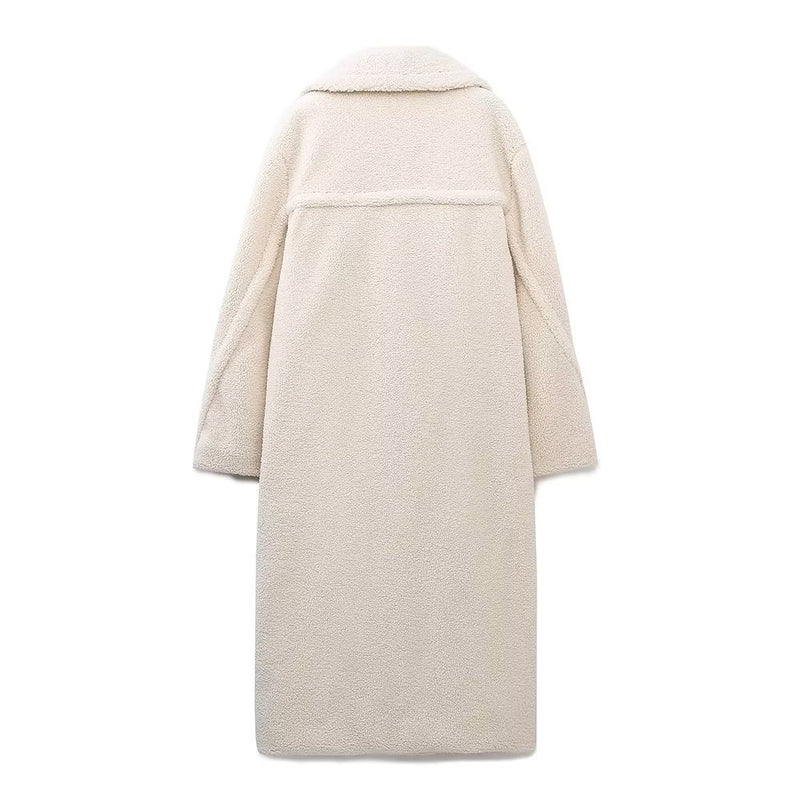 Autumn And Winter New Women's Solid Color Casual Long Lamb Wool Coat