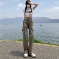 Straight Cargo Pants Women's High Waist Loose