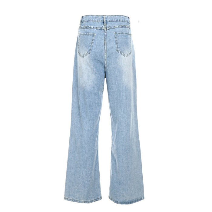Foreign Trade Amazon New European And Beautiful Women Style High Waist Loose Wide Leg Jeans Women