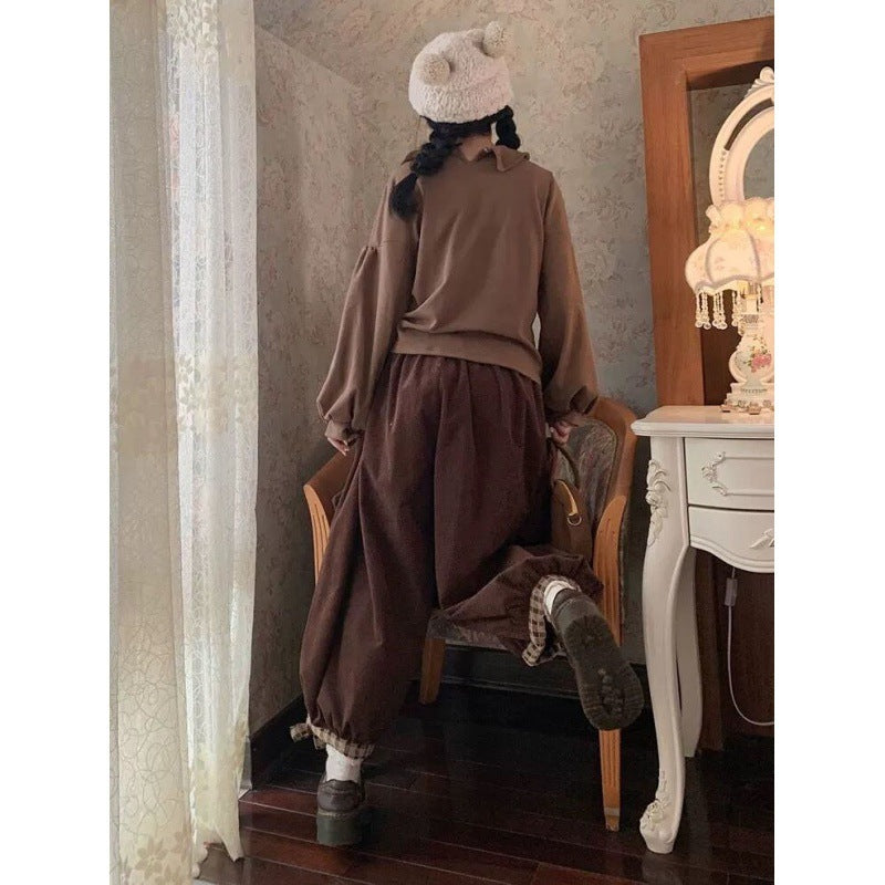 Women's Retro Corduroy Leggings Casual Pants