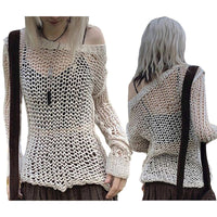 Fishnet Loose Bat Shirt Blouse Lazy Wind Top