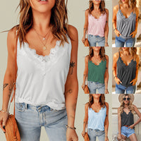 Summer Female V-neck Lace Spaghetti-strap Camisole Top