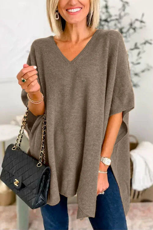 Cloak Cover V-neck Loose Sweater Top