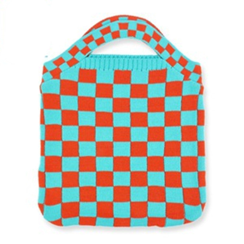 Women's Fashion Colorful Checkerboard Plaid Wool Handbag Shoulder Bag