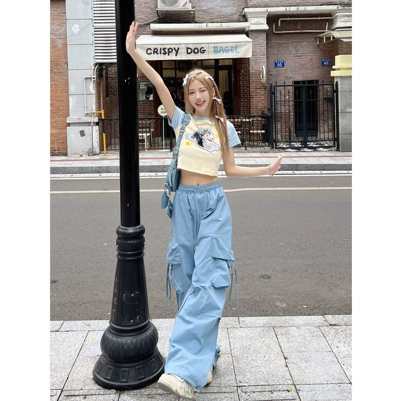 Loose Design Casual Mopping American Retro Trousers Women