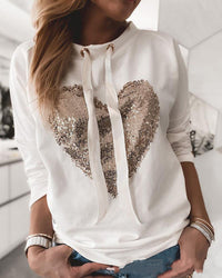 Women's Sequin Patch Casual Long-Sleeved Sweater