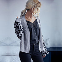 Autumn And Winter New Fashion Women's Clothing Long Sleeve Leopard-print Sweater Coat For Women