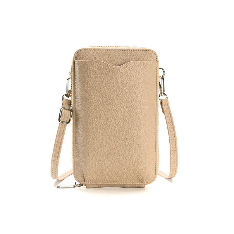 High-quality Lychee Pattern Mobile Phone Bags Women Small Crossbody Shoulder Bag Long Wallet