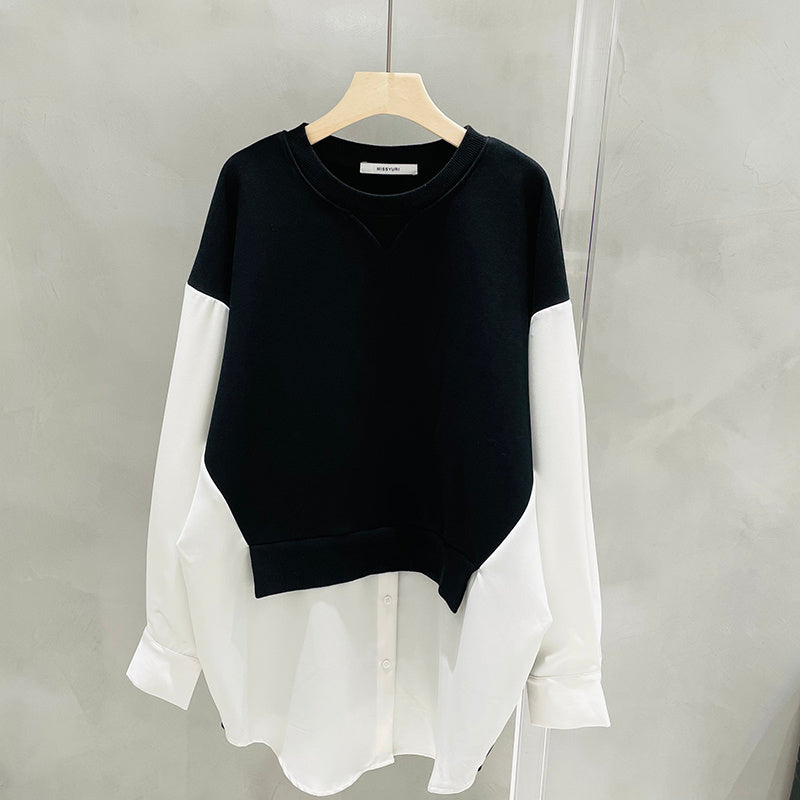 Loose Fake Two-piece Sweater Stitching Shirt Top