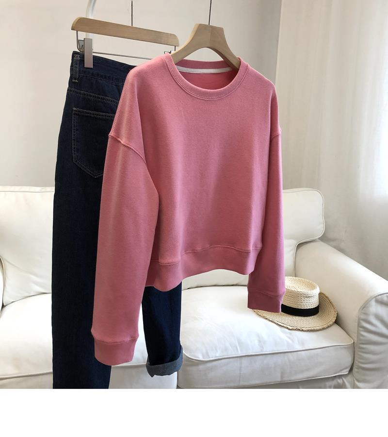 Short Round Neck Bright Line Sweater Women's Loose Pullover Leisure Long Sleeve