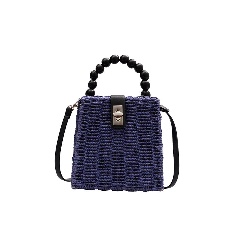 Rattan bag, bead portable straw bag