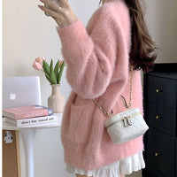 Mink Fur Versatile Sweater Coat Women's Collar Sweet Gentle Loose Knit