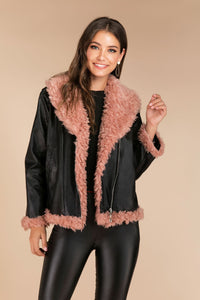 Imitation raccoon fur sheepskin leather jacket