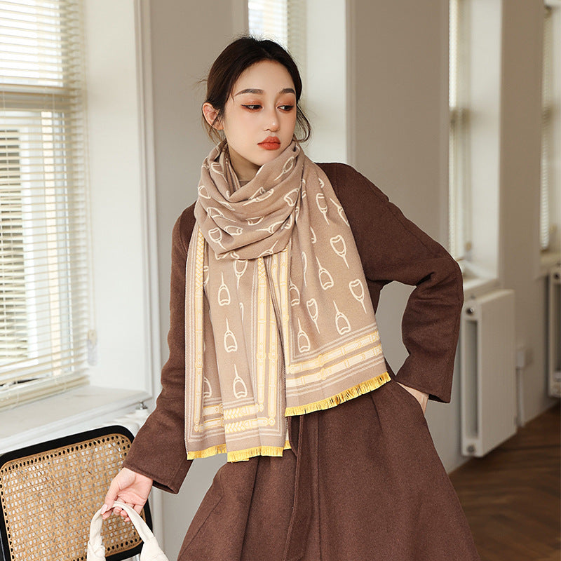 Women's Korean Style Air Conditioning Shawl Thickened Warm Scarf