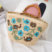 Color Small Flower Straw Woven Rattan Bag