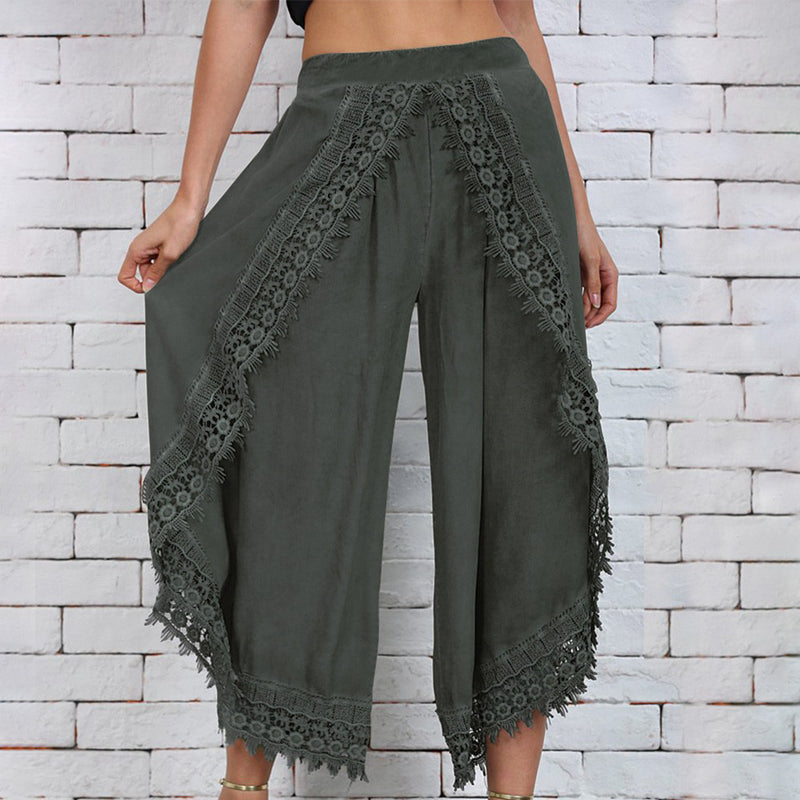 Lace fashion wide-leg pants