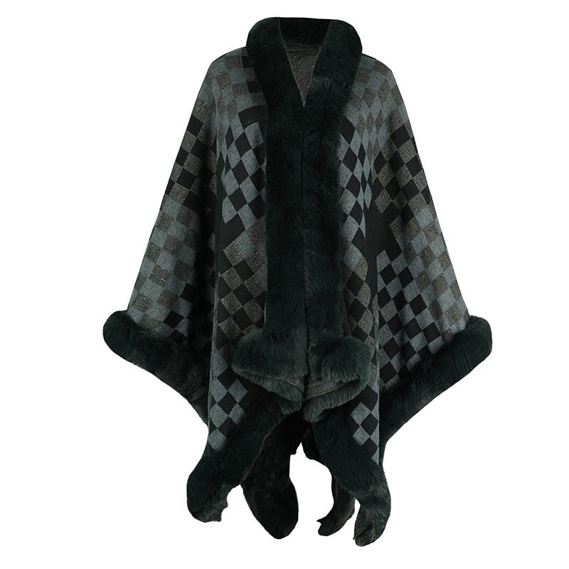 European And American Women's Fur Collar Shawl