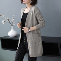 Women's Knitted Cardigan Sweater Mid-length