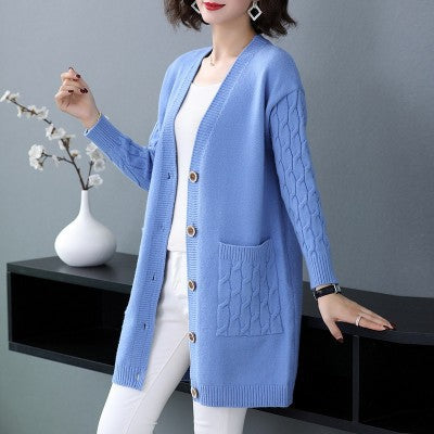 Women's Knitted Cardigan Sweater Mid-length