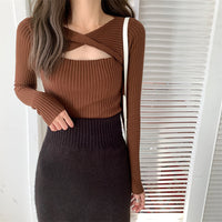 Women's Hollow-out Long-sleeved Knitted Sweater