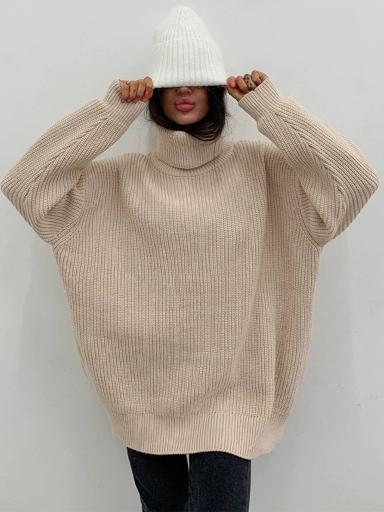 Thick Autumn And Winter Turtleneck Sweater Casual Solid Color Russian Knitwear