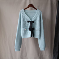 Autumn And Winter New Bow Design Knitted Cardigan