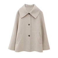 Lapel Wool Blended Woolen Slim Coat