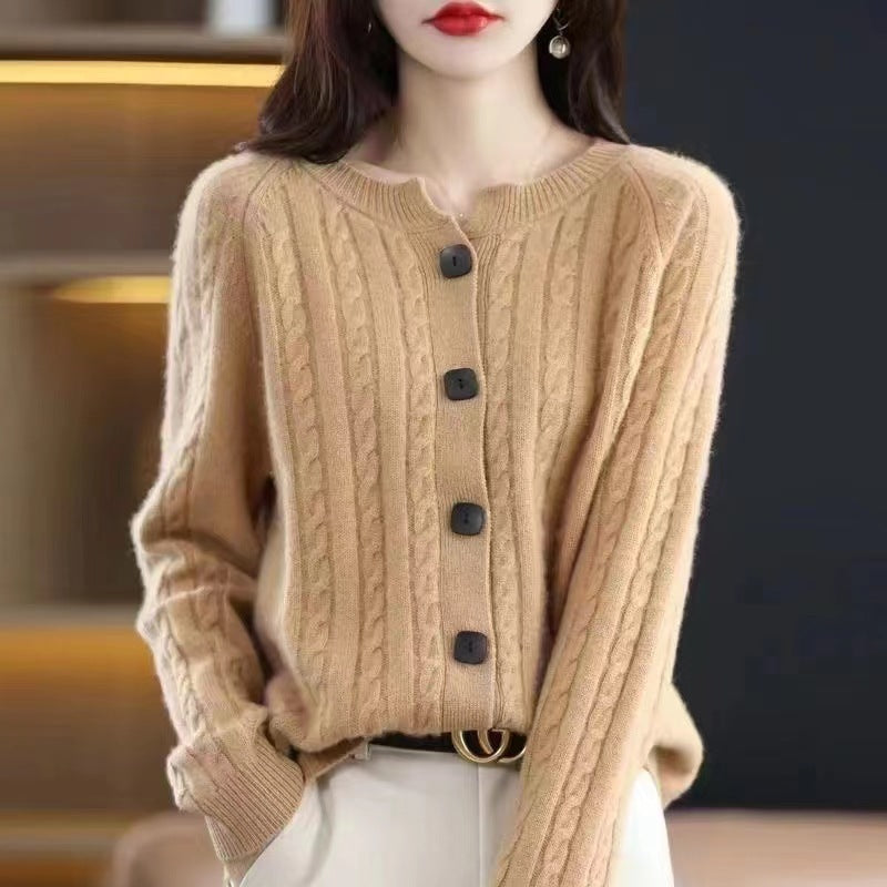 Cardigan Loose Cable-knit Sweater Base Sweater Coat Top