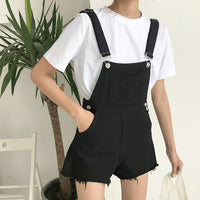 Loose Elastic Strap Denim Shorts Women's Clothing